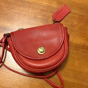 Vintage Mini Coach Red Leather belt bag/crossbody Bag #9826